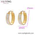 E-608 xuping moda New arrival Rhinestone 24 K cor de ouro simples brincos de argola para as mulheres